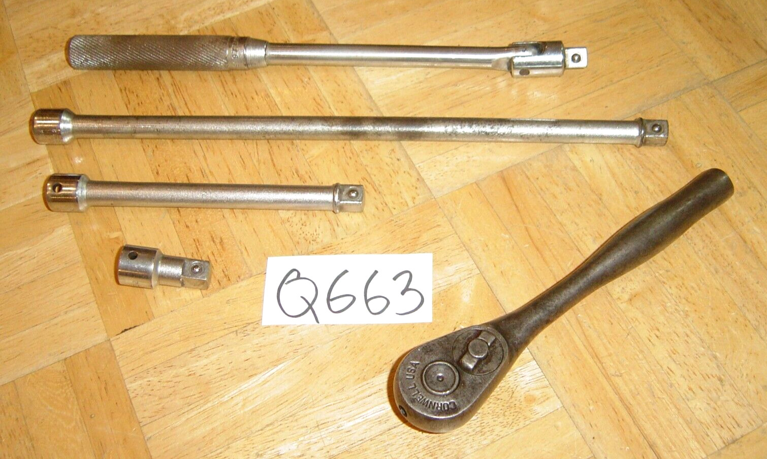CORNWELL TOOLS 5 PIECE 3/8 DRIVE RATCHET + 3 EXTENSIONS & A 9 INCH BREAKER BAR