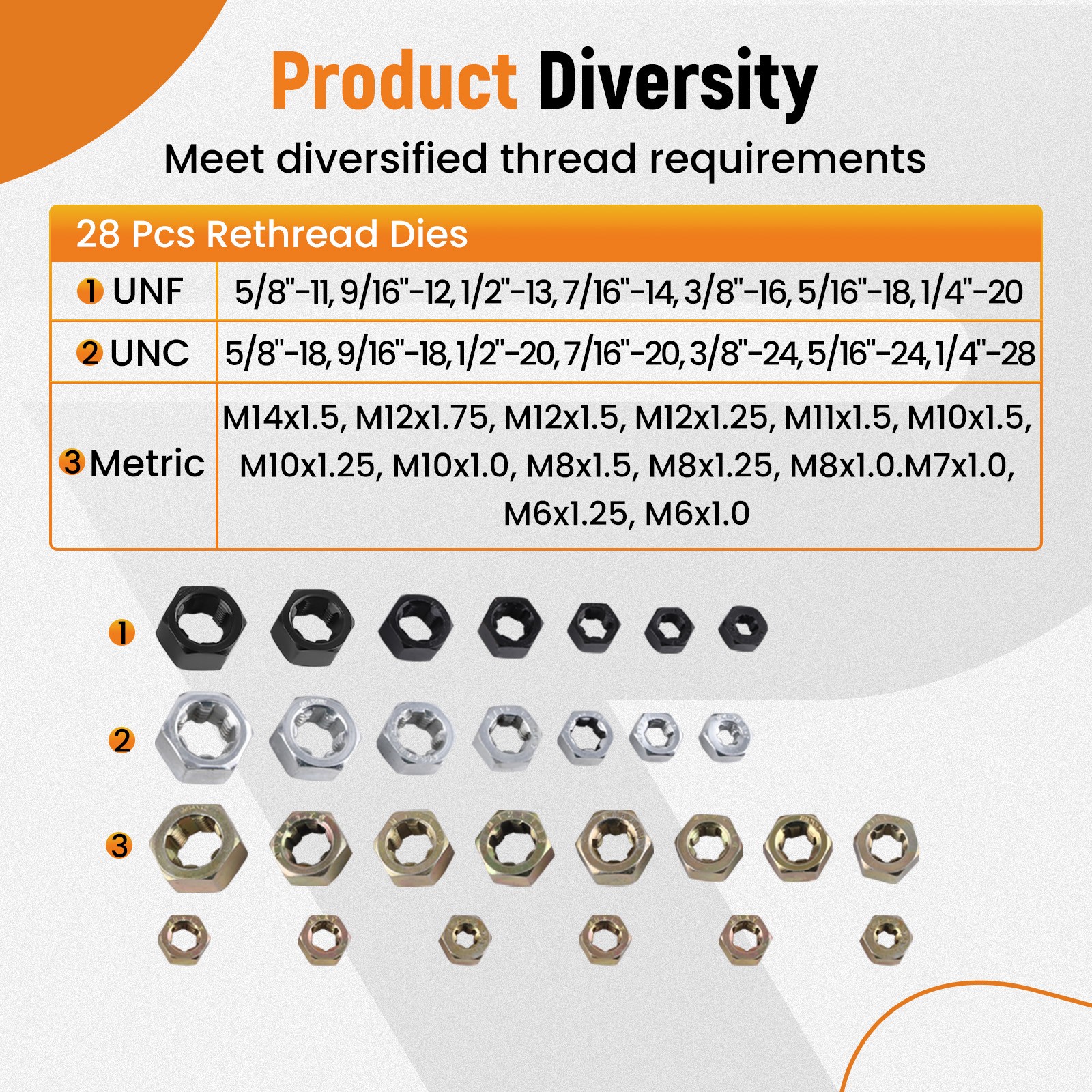 Heavy Duty Thread Repair Kit 61pc Heat-Treated Steel UNC/UNF/Metric with Files
