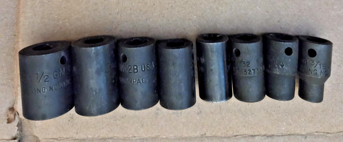SNAP ON GM B SOCKET 8 PCE SET GM16B-GM6B 1/2″-3/16 6B 8B 9B 10B 11B 12B 14B 16B