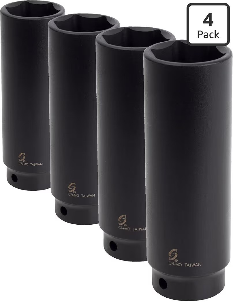 4 Pack – SUNEX TOOLS 234xd 1/2-Inch Drive 1-1/16-Inch Extra Deep Impact Socket