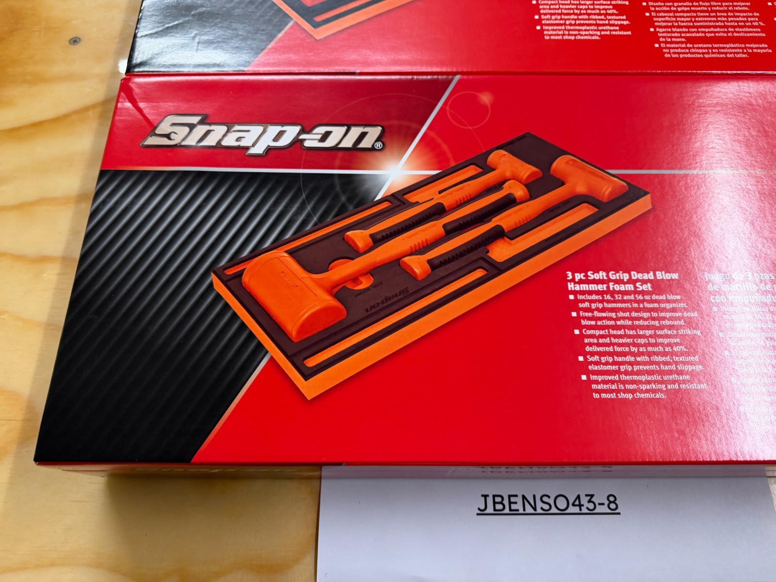 Snap-on Tools NEW ORANGE 6pc Soft Grip DeadBlow Soft Face Hammer Master Foam Set