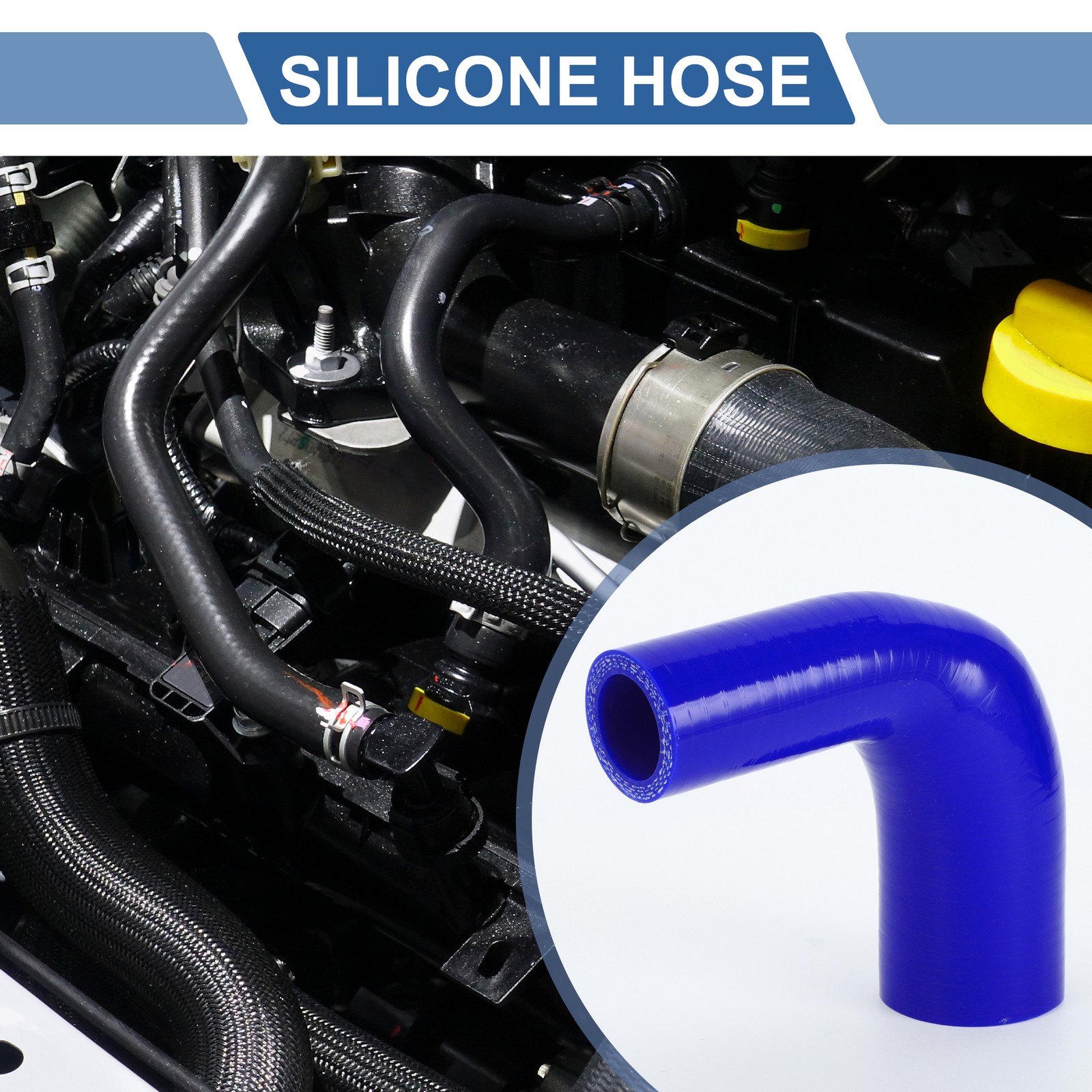 1 Set 25-35mm 0.98″-1.38″ ID 90mm 3.54″ Length 90° Hose Blue