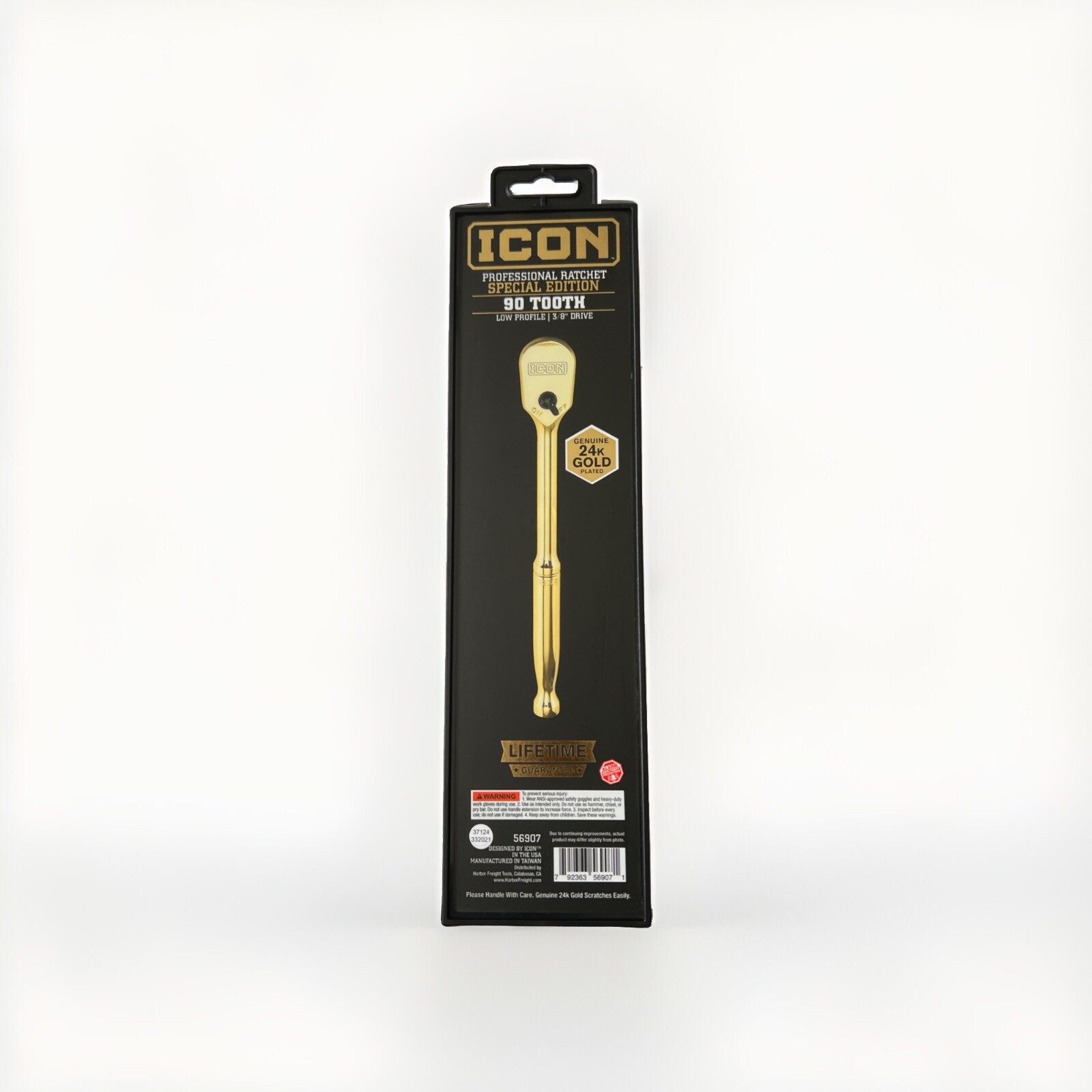 ICON Professional Ratchet 90 Tooth Low Profile 3/8 Inch Drive 24k Gold Plated
