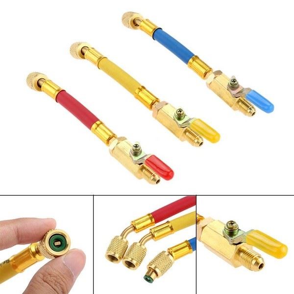 Versatile 3Pcs R134A R410A R22 R12 Charging Hose & Ball Valve Combination