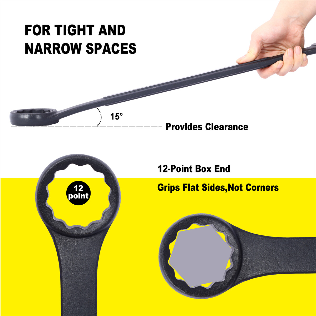 10 pcs Metric Jumbo Combination Wrench Set Extra Large 34-50mm with Pouch
