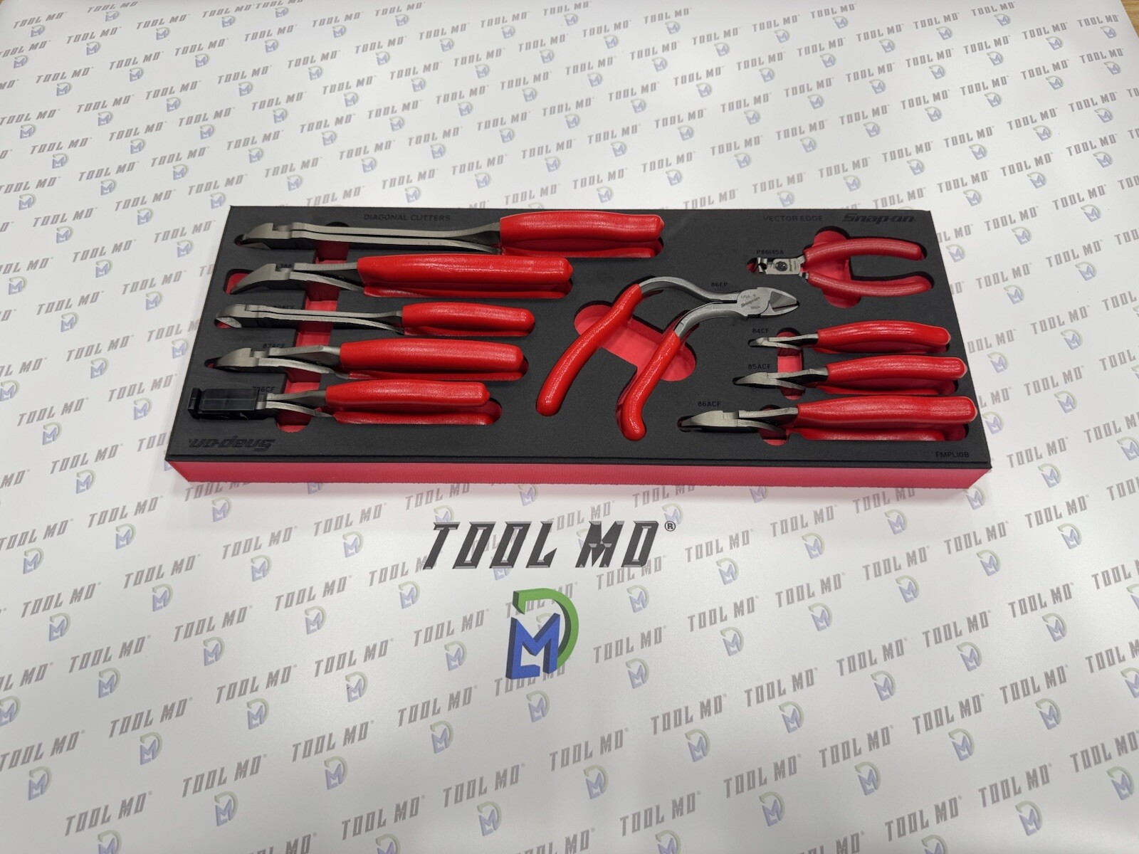 Snap-on Tools USA NEW RED 10-Piece Diagonal Cutter Pliers Foam Set PLDC1000FR