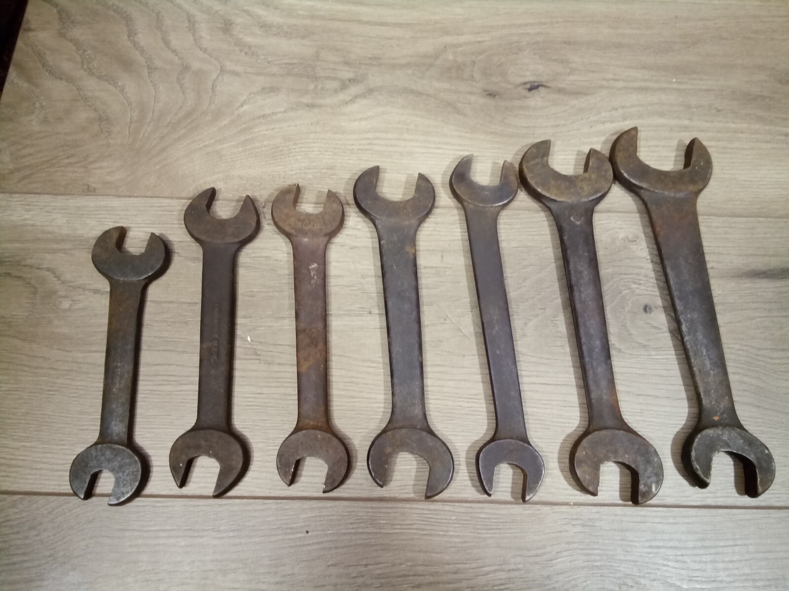 7 LARGE VINTAGE DOUBLE OPEN ENDED SPANNER WRENCHES BILLINGS, FAIRMOUNT, OTHERS