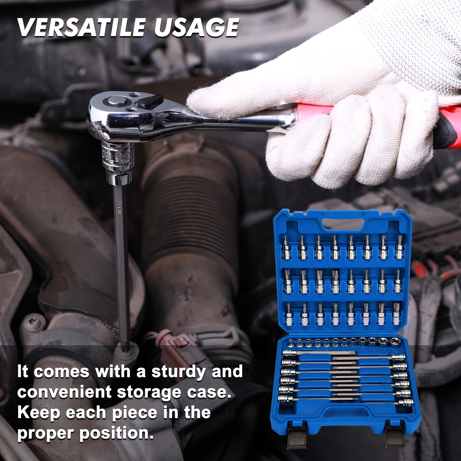 48PCS 3/8″Drive Master Torx Bit Socket and External Torx Socket Set Deep Shallow