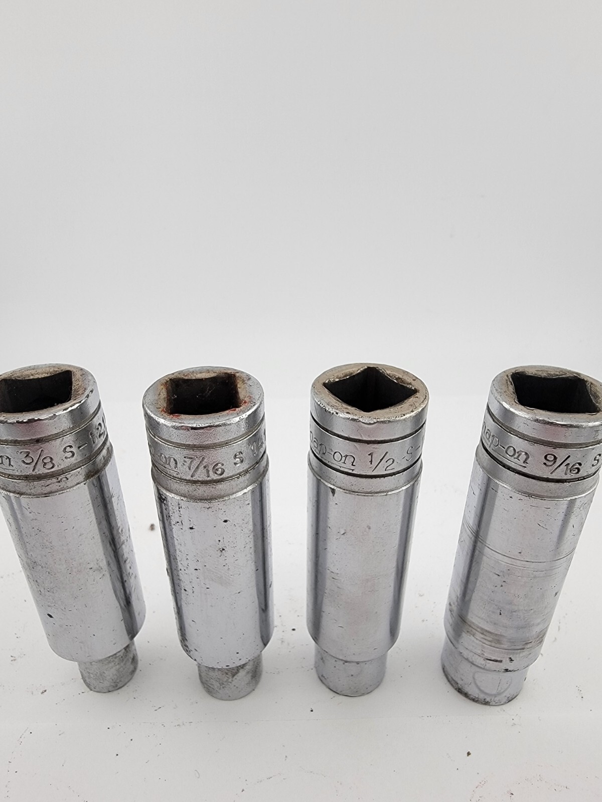Snap On 10 Piece SAE 1/2 Drive Deep Socket Set 3/8 to 15/16 12 point USA MADE