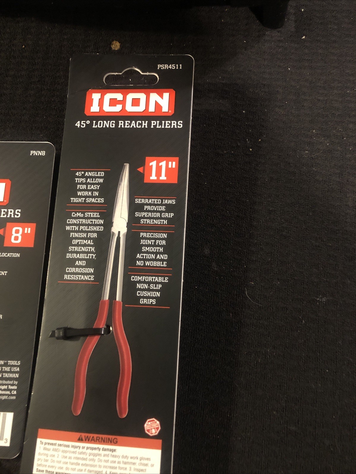 ICON PROFESSIONAL 8 in. NEEDLE NOSE PLIERS And Icon 45 Long Reach Pliers 11in