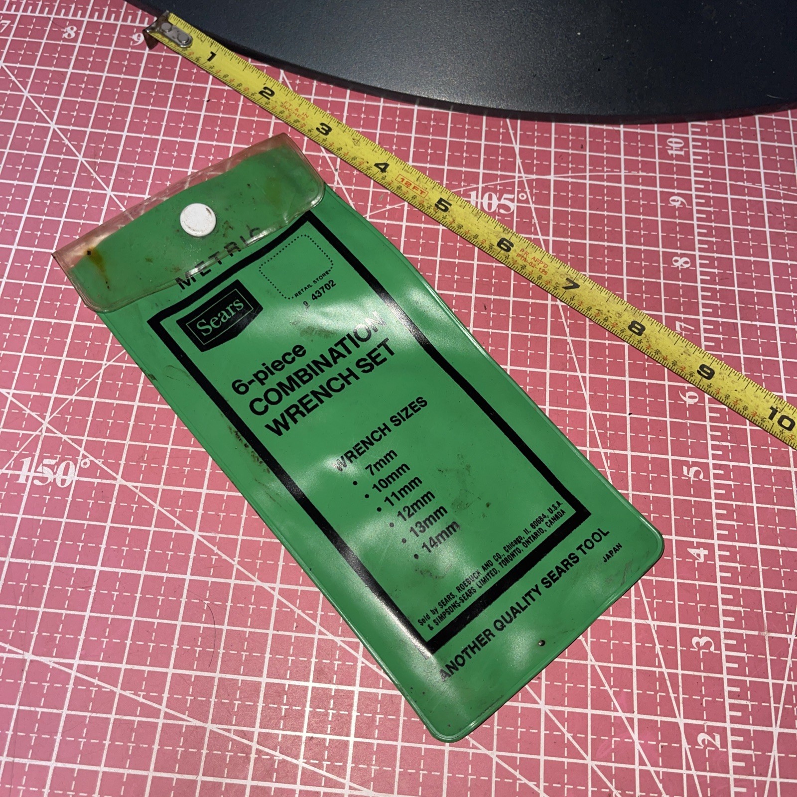 Sears 43702 Green Plastic 6 Piece metric Combination Wrench Set Case Only
