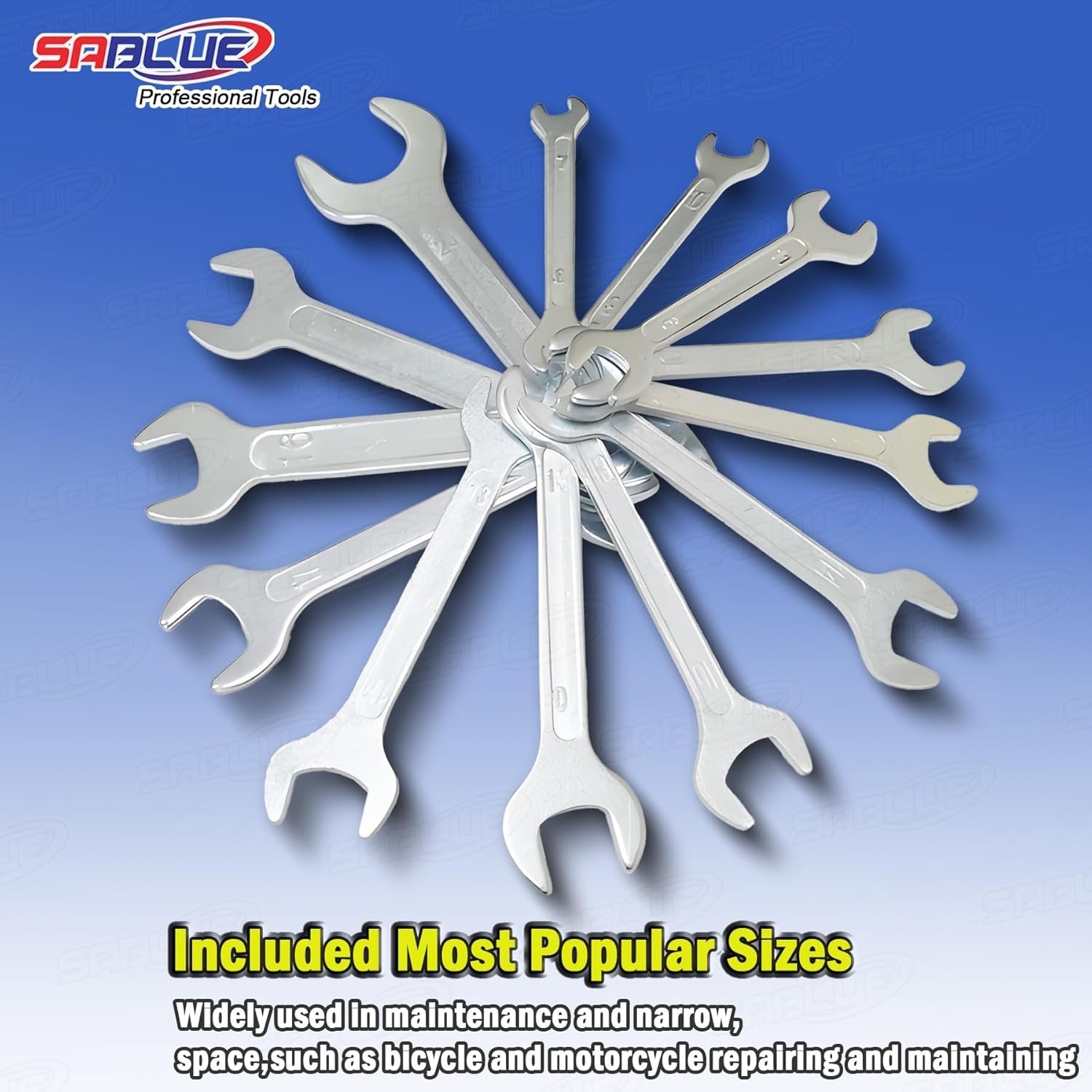 13PC Slim Open End Spanner Wrench Set Metric 7-24mm Mechanics Tools