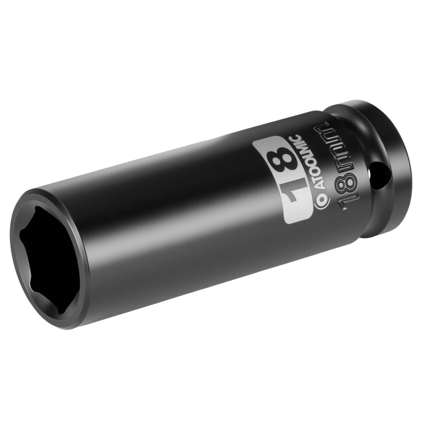 1/2 Inch Drive x 18mm Deep 6PT CR-MO Impact Socket for 18mm, ‎black Oxide