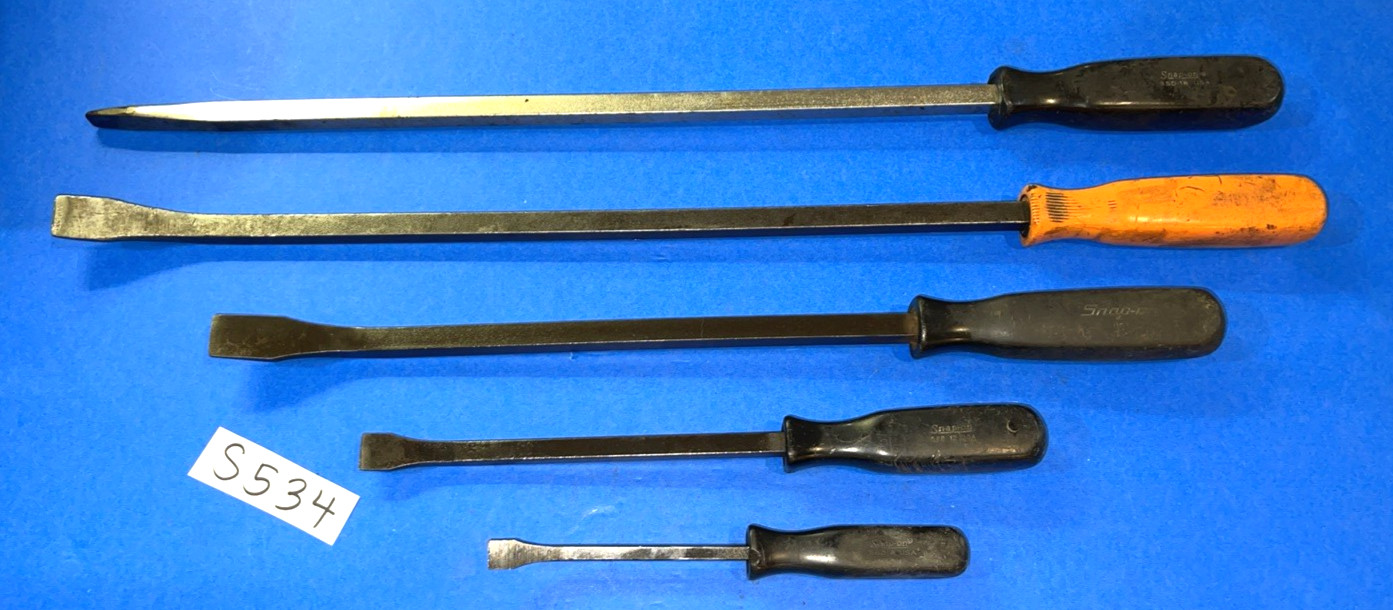 SNAP-ON TOOLS 5 PIECE OLDER PRYBARS & LARGE SCREWDRIVER