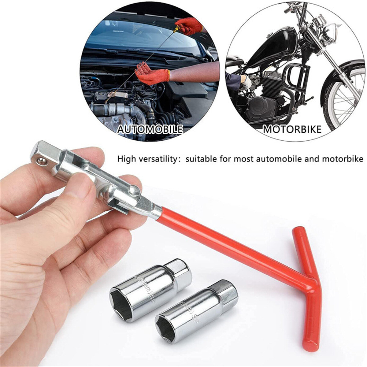 3x Spark Plug Socket Wrench T-Handle Swivel Removal Tool 16mm 5/8″ & 21mm 13/16″