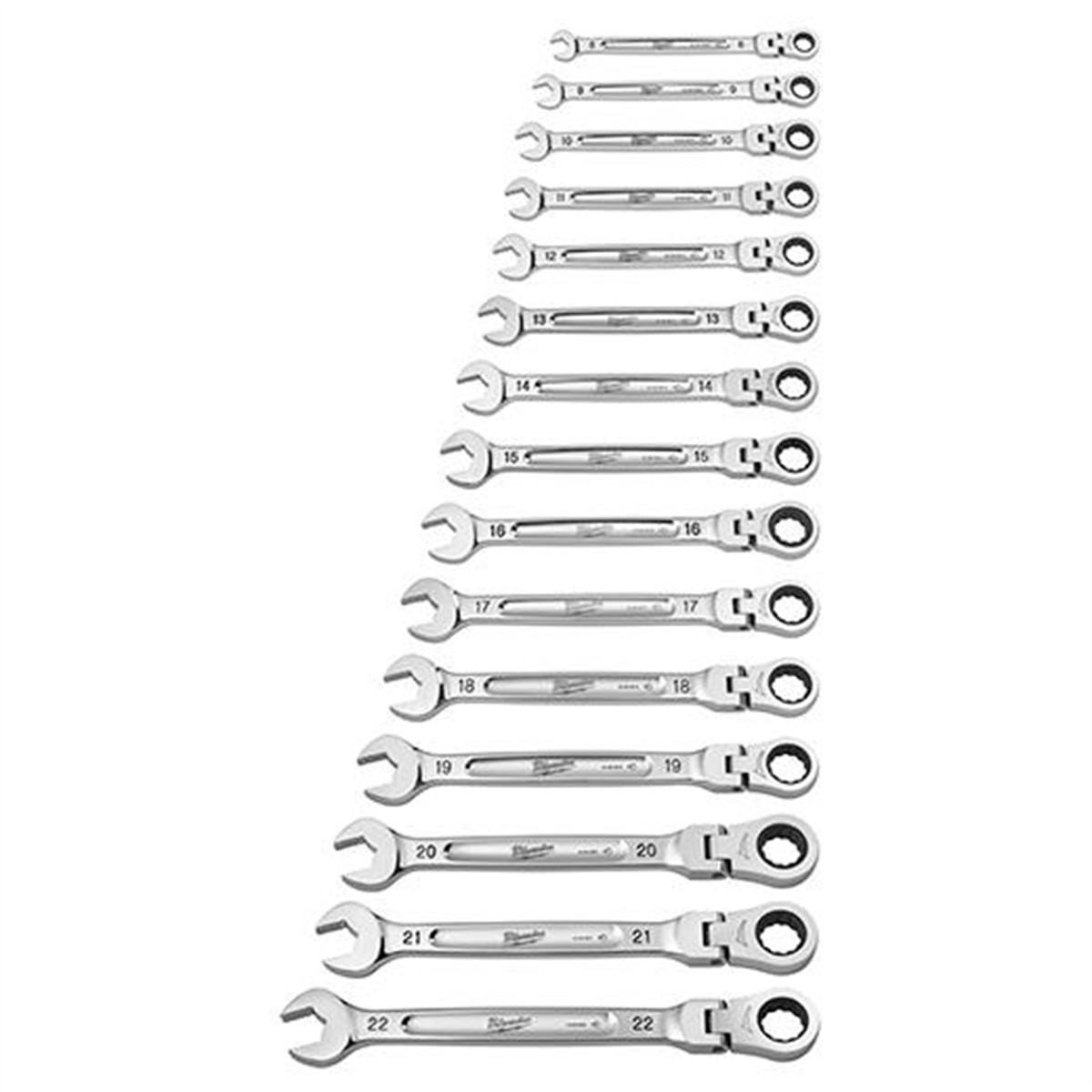 Milwaukee 48-22-9513 15pc Metric Flex Head Ratcheting Wrench Set, MAXBITE Grip
