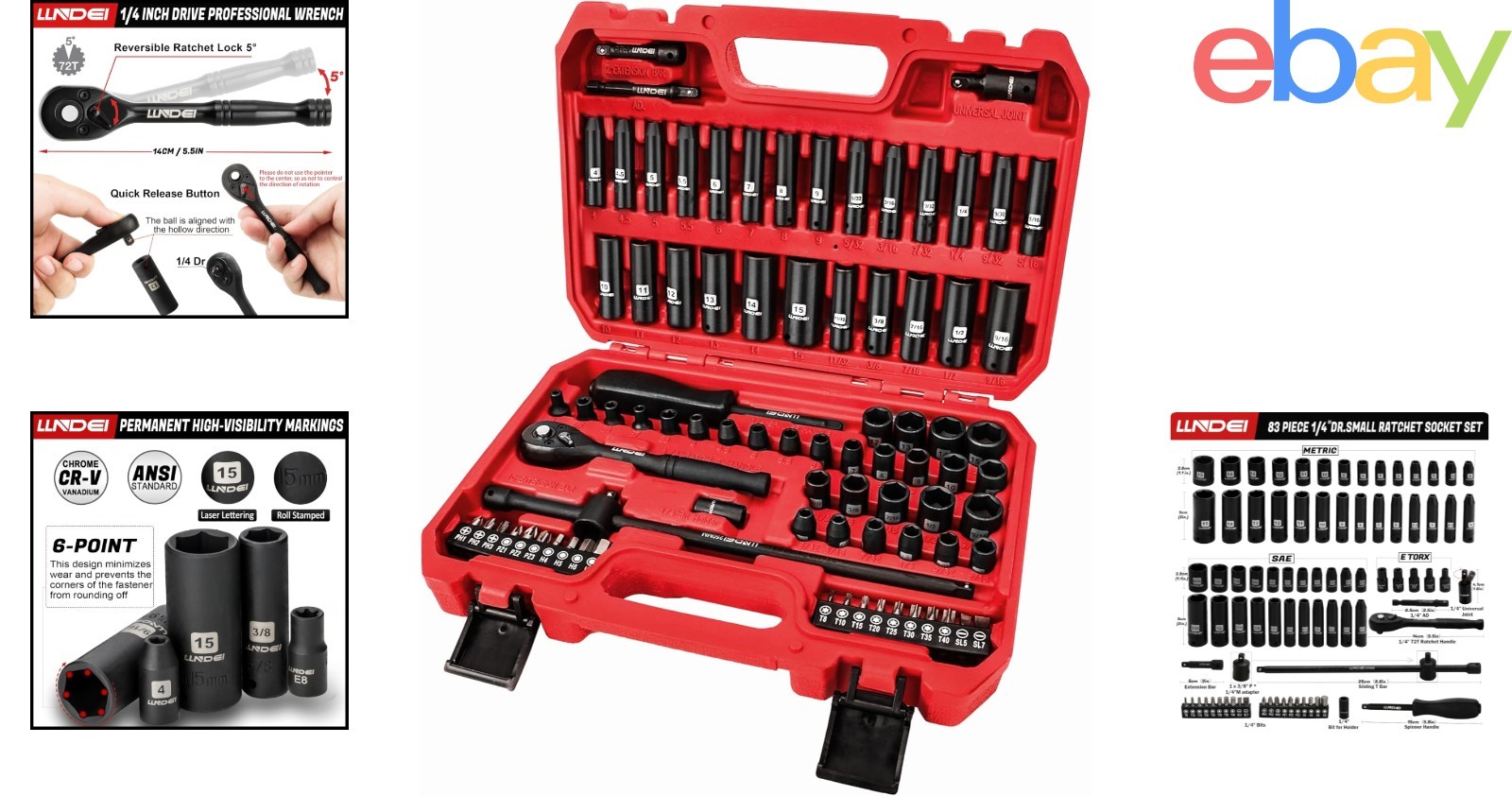 Ultimate 1/4 Inch Drive Socket Set with Ratchet, Sockets, and Screwdriver Bits