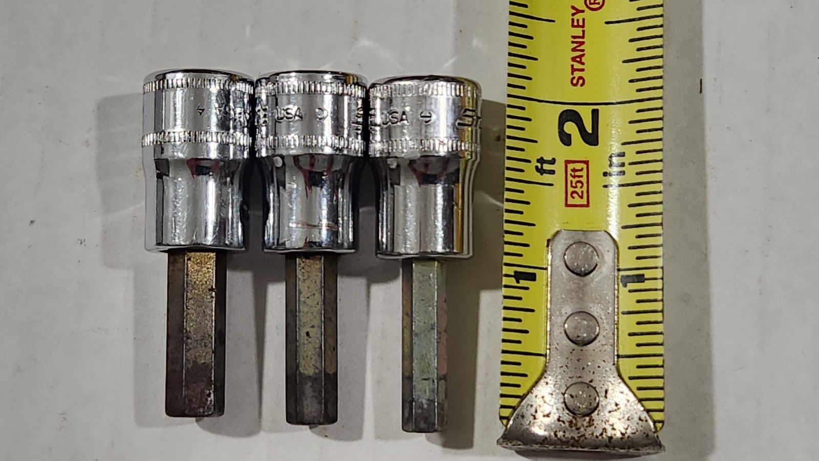 Lot Of 3 Snap-On 3/8″ Drive 6,7,8mm Metric Standard Hex Allen Bit Driver Sockets