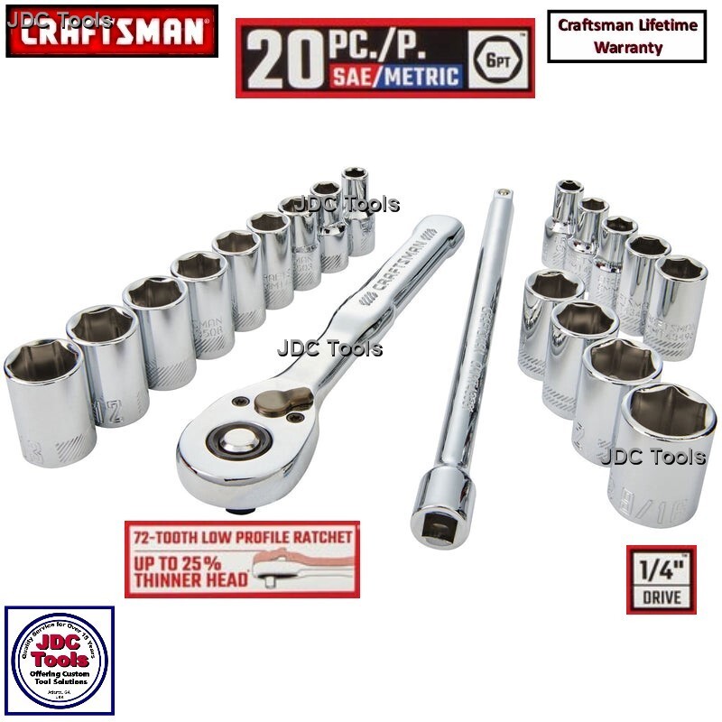 CRAFTSMAN 20-Piece Standard SAE & Metric Polished Chrome Tool Set CMMT12108