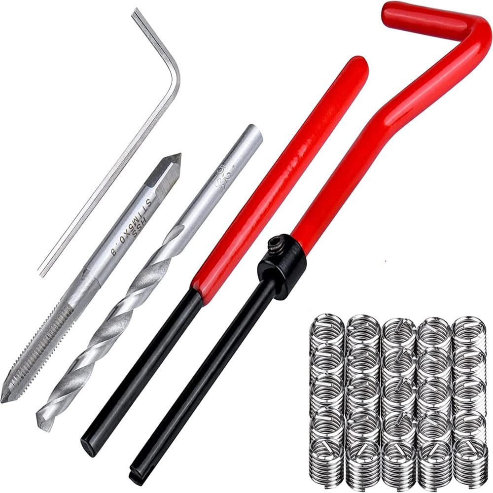 30 PCS M5x0.8mm Thread Repair Kit Helicoil Insert Drill Tap Hand Tool Restore