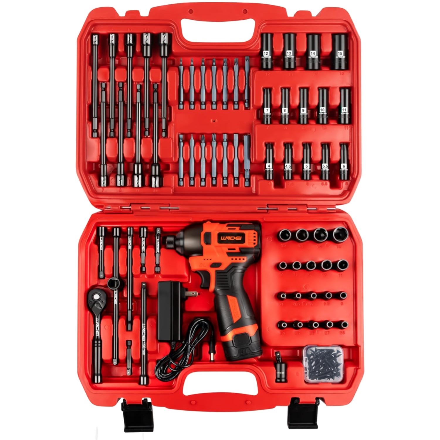 16V Brushless Impact Driver Kit, 108 PCS 140N. m, 6 point 1/4″ Drive Socket S…