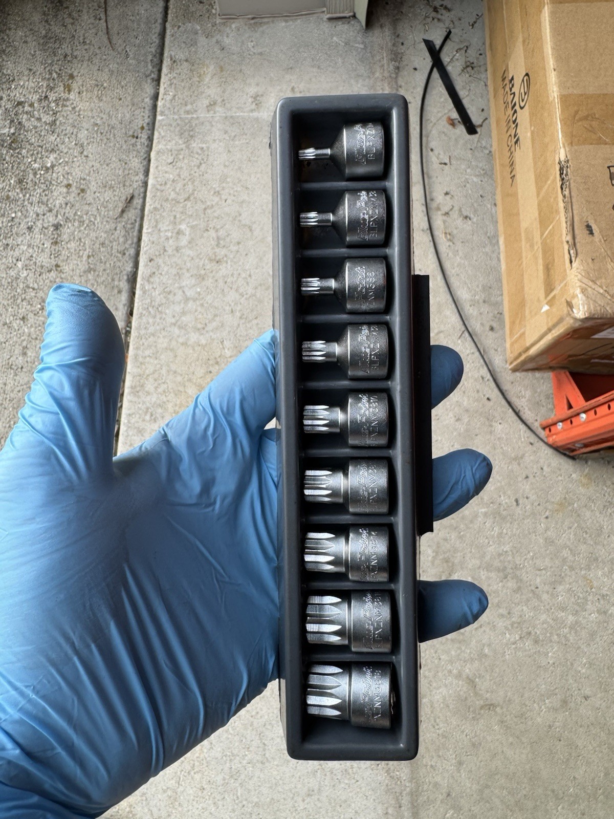 Blue Point BLPXZNM389 9pc 3/8″ Drive Triple Square Bit Stubby Socket Driver Set