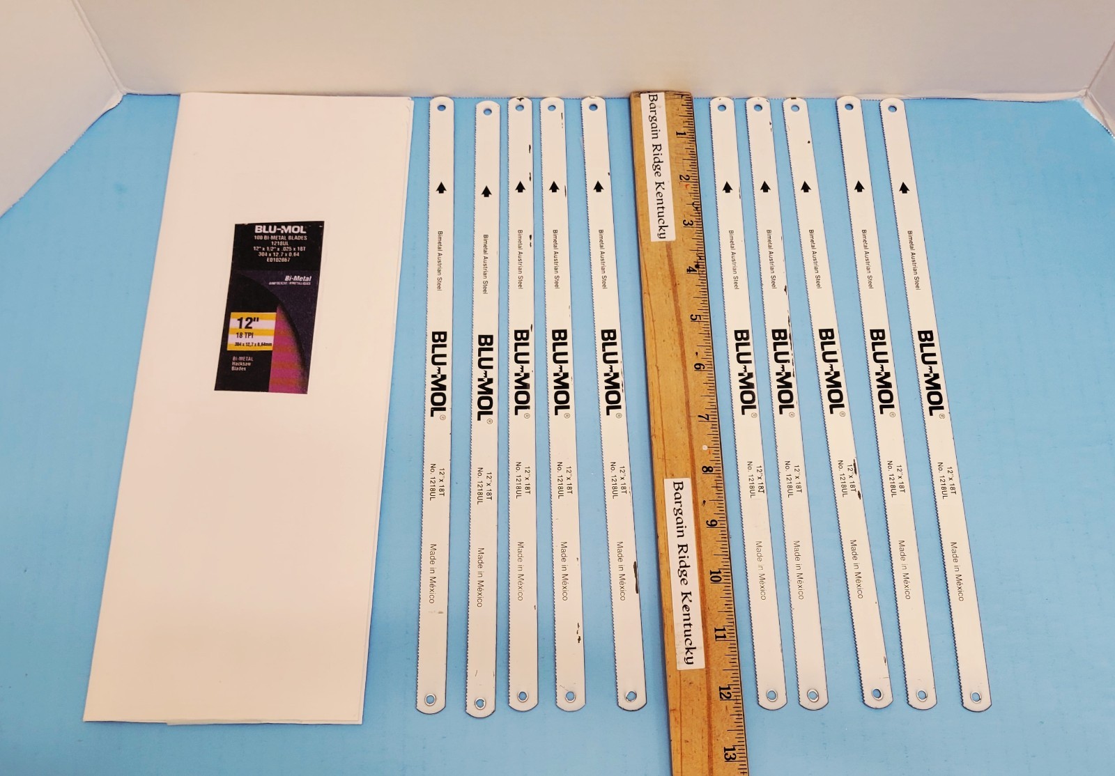 10 PK BLU-MOL HACKSAW BLADES 12″ x1/2″x.025x18T Bi Metal Austrian Steel #1218UL