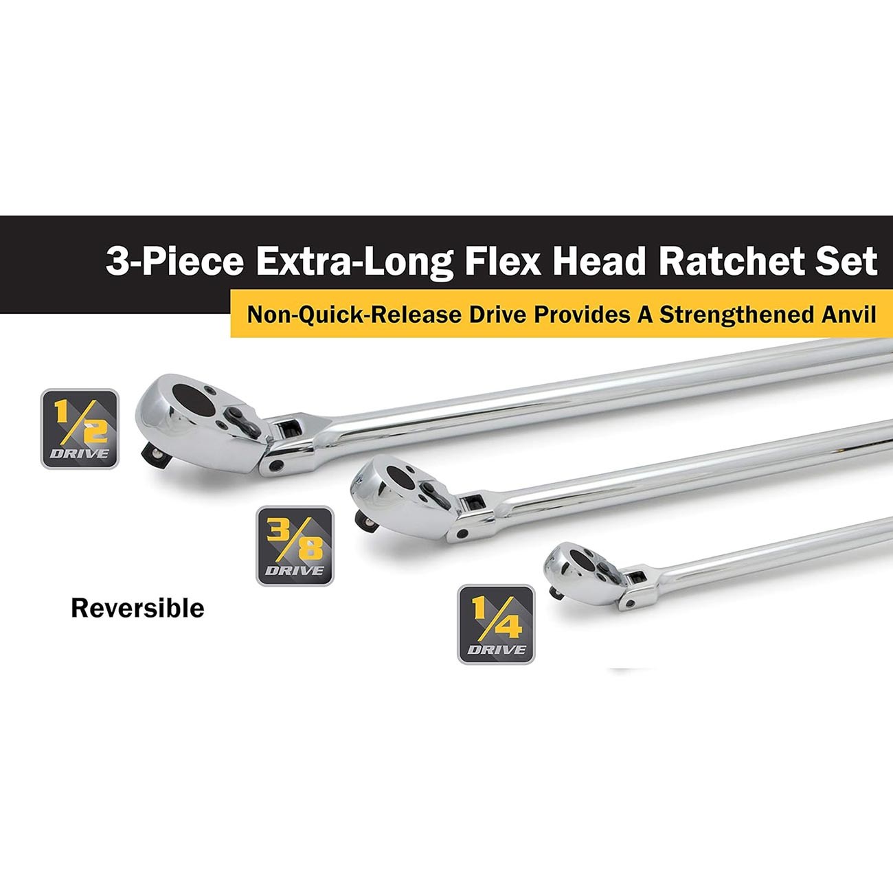 Titan 11303 3 Pc. Extra-long Flex-head Ratchet Set