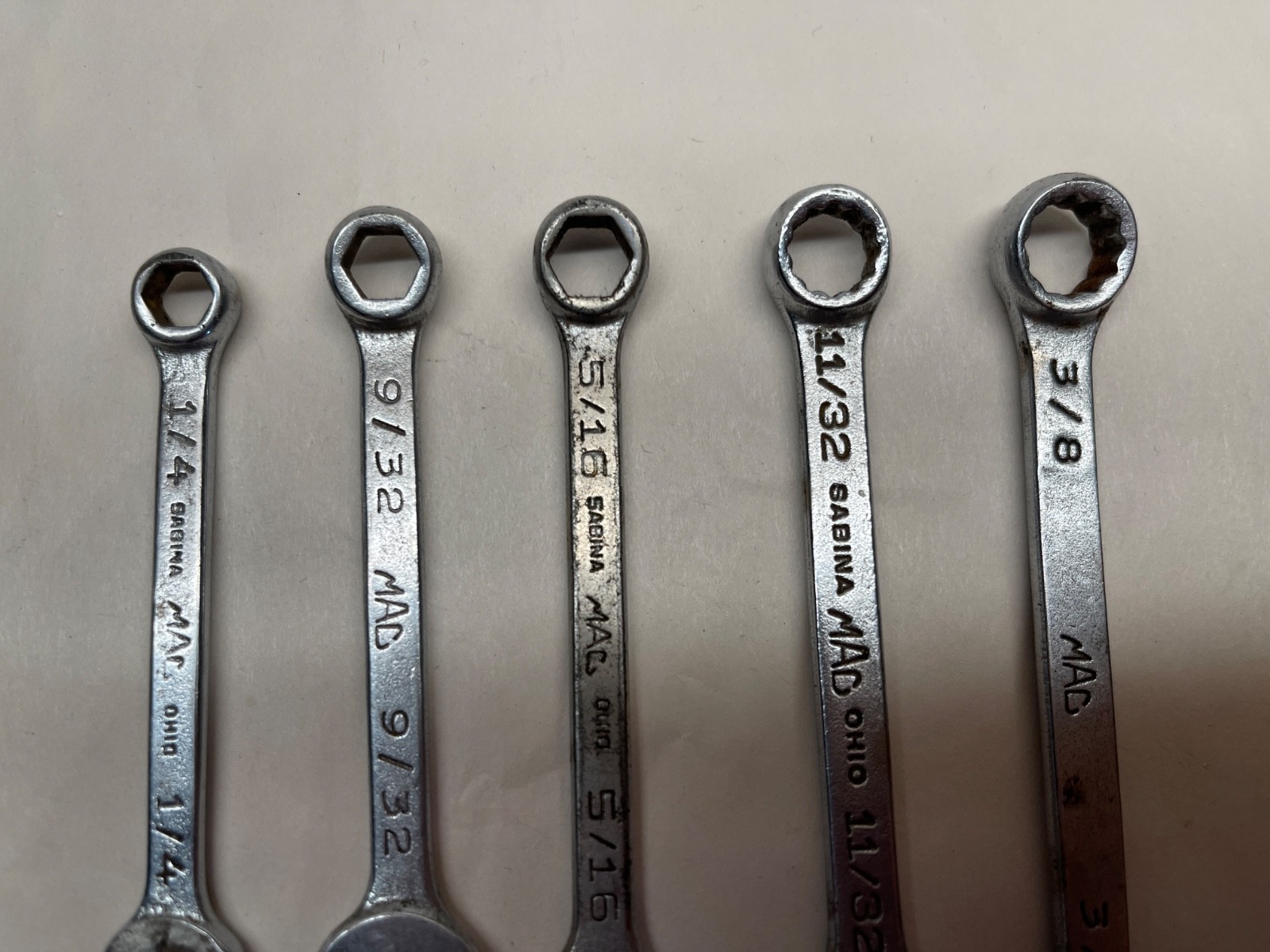 Lot of 5 Vintage MAC Tools Combination Wrenches USA: CH 8 9 10 & CW 11 12