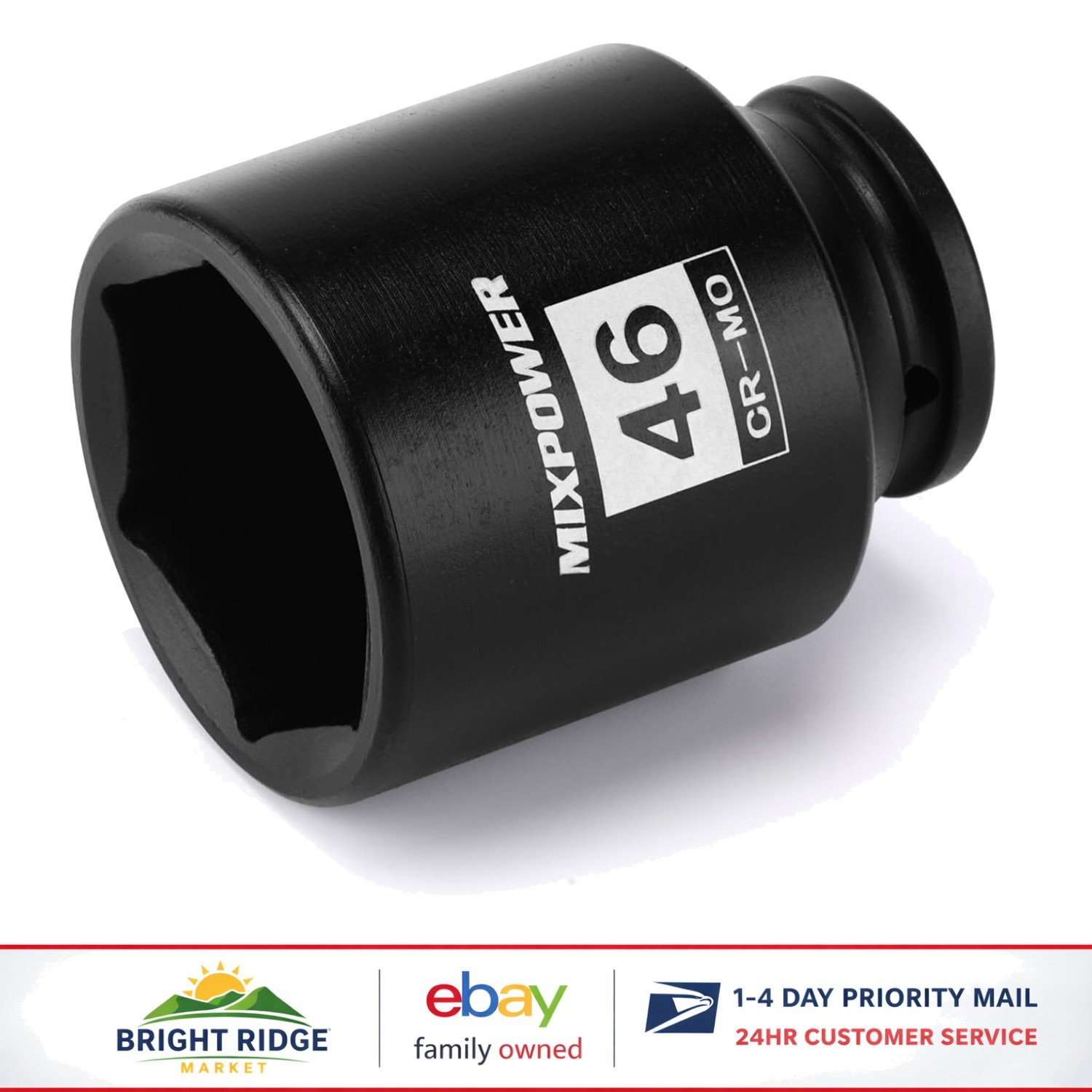 6 Point Deep Impact Socket, 46mm Size, High-Torque Chrome Moly Steel Design