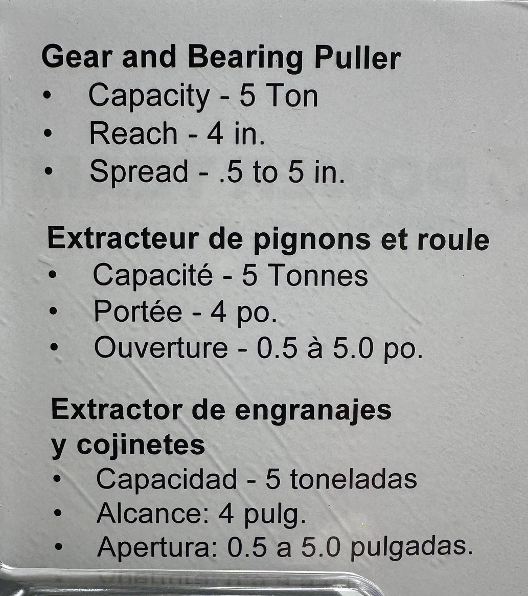 Power Team Gear + Bearing Puller – POSI LOCK PT104 5 Ton 4in Reach .5-5in Spread