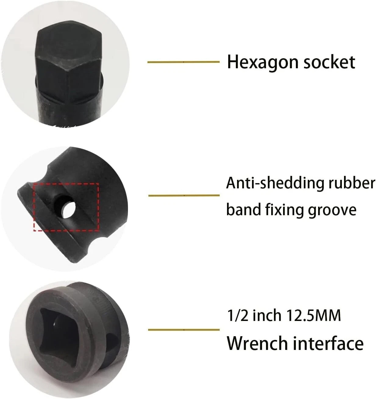 17mm Hex Impact Bit Socket, H17 1/2-Inch Impact Drive Allen Socket, Cr-Mo Steel