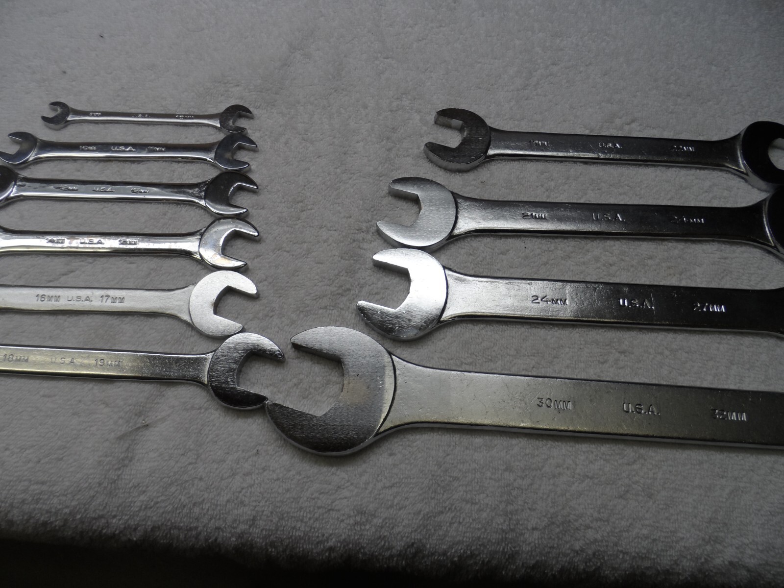 Duro Indestro Metric MM Open End Wrench Set made in USA up to 32mm (10 pcs)