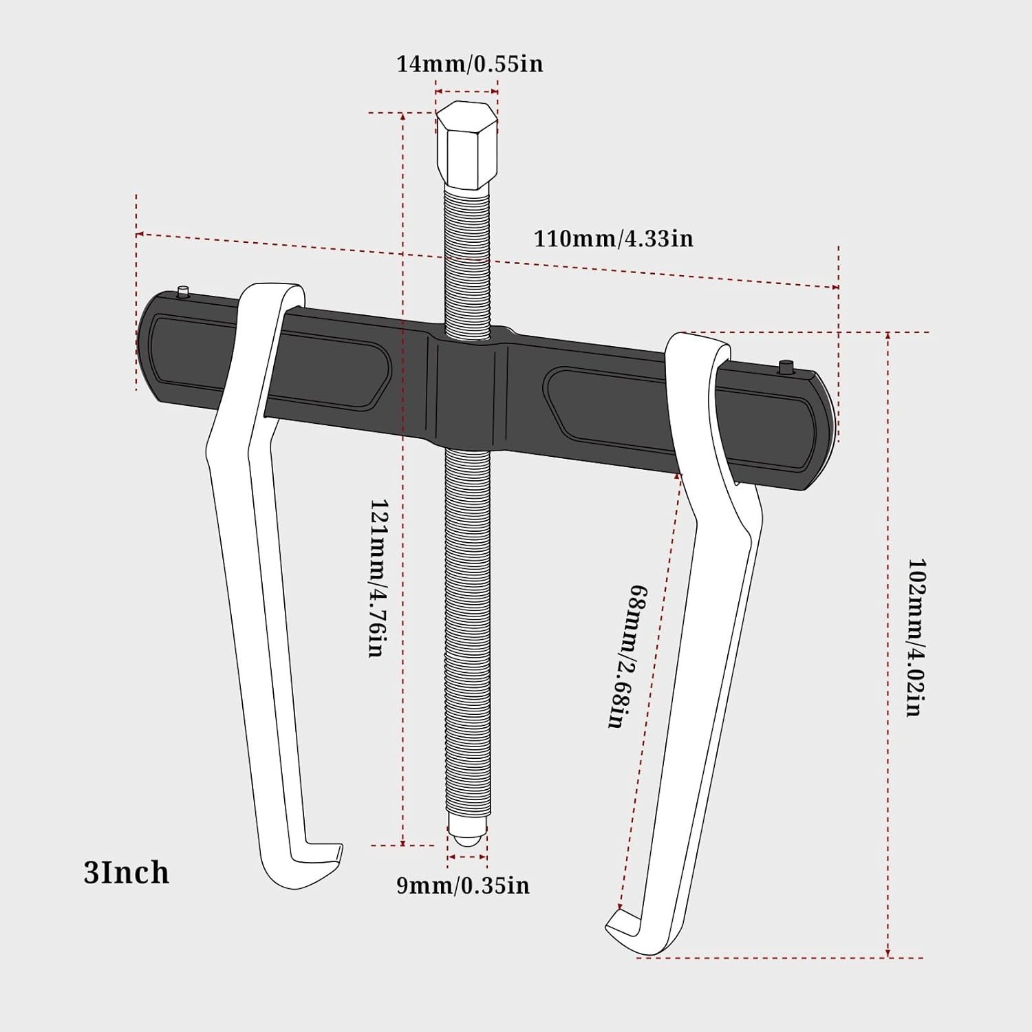 Heavy-Duty 3″ 2-Jaw Gear Puller – Perfect for Automotive & Machinery Use