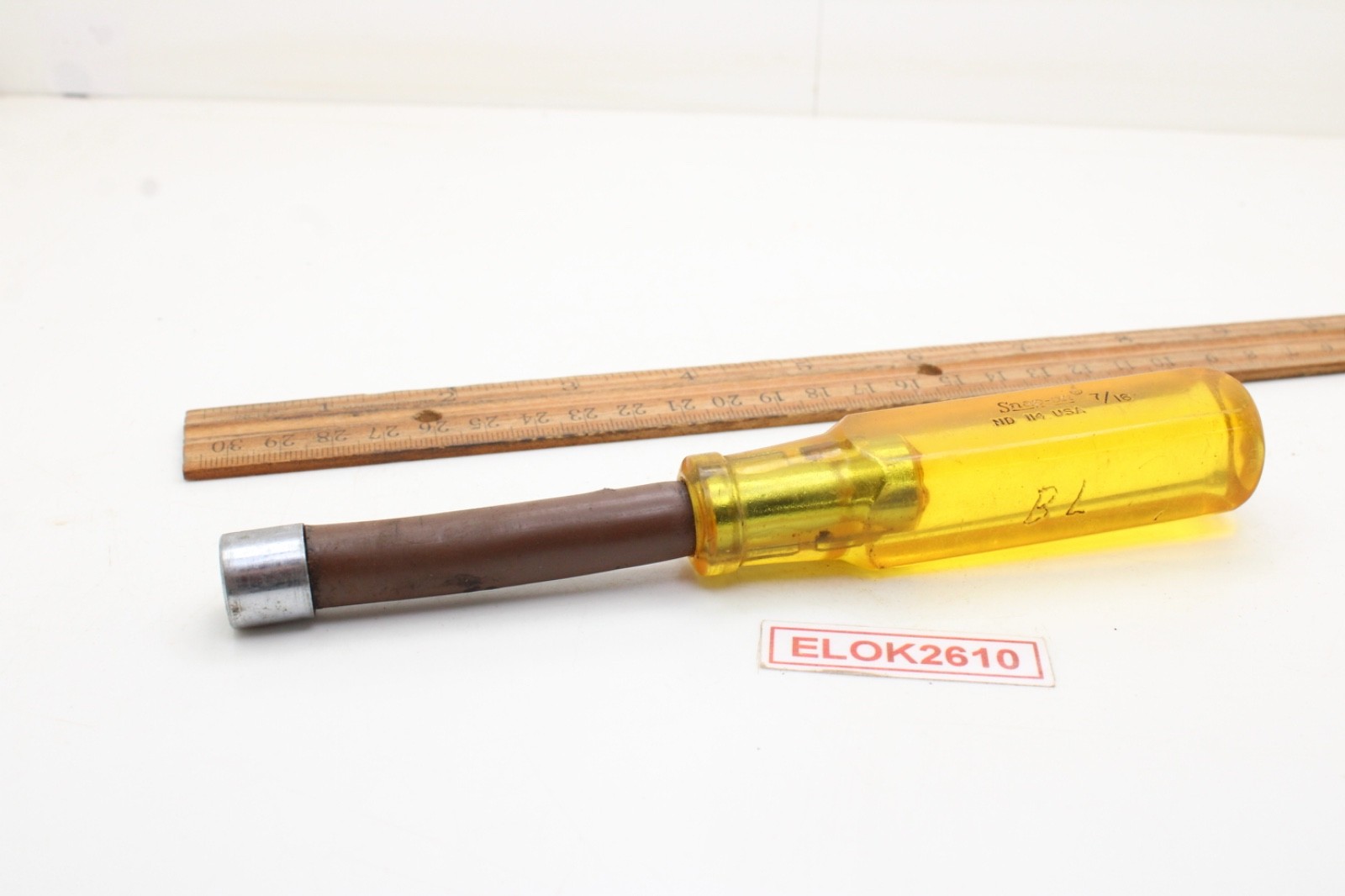 Snap-on ND 114 7/16″ 3″ Shank Brown Insulated Amber Handle Nut Driver USA
