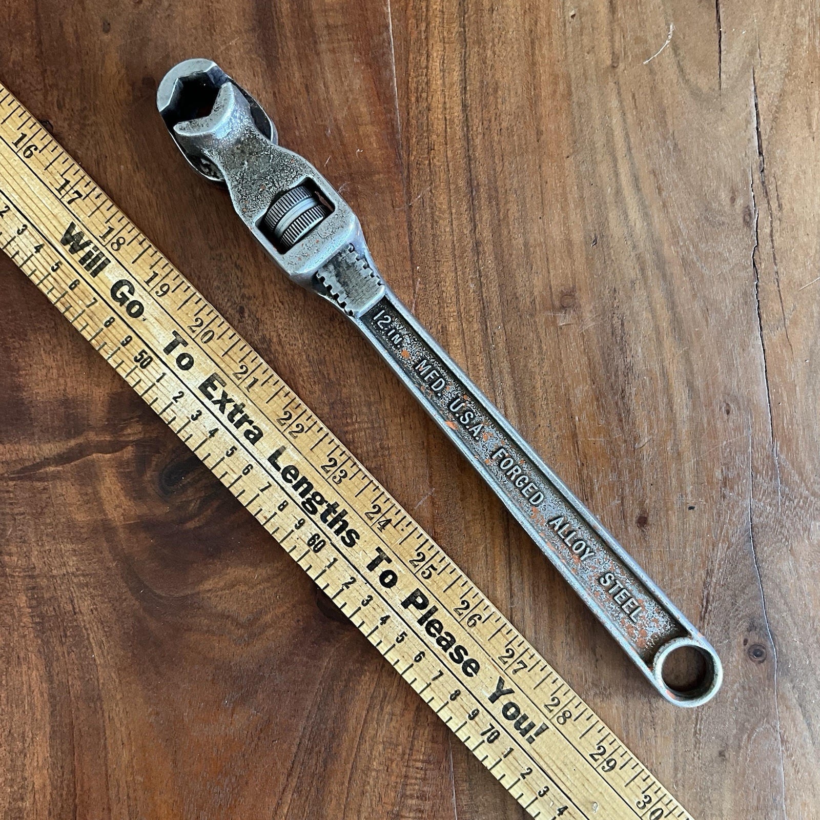 ADJUST – A – BOX WRENCH. 12 INCHES LONG. MADE IN THE USA!.