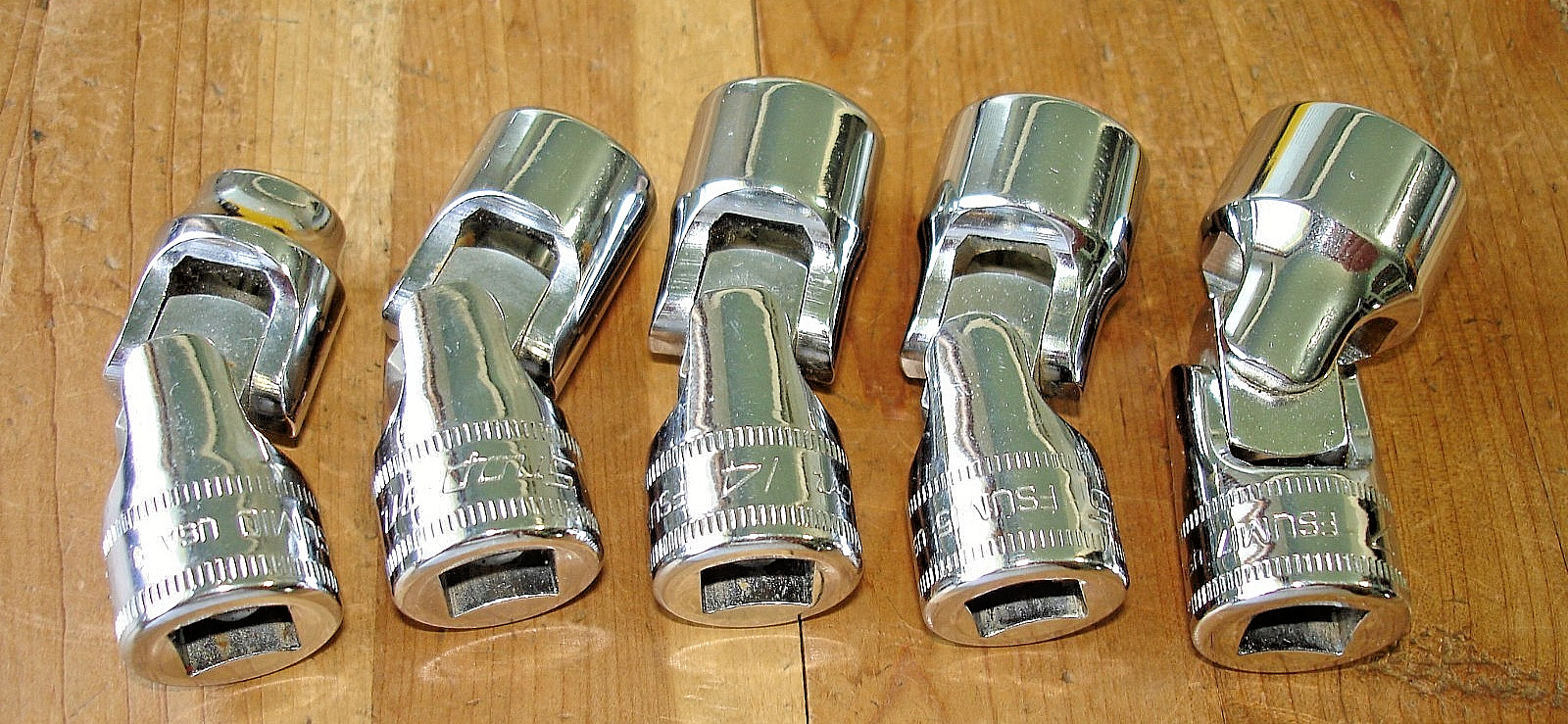 5 NEW SNAP-ON 3/8″ DRIVE METRIC SWIVEL SOCKETS MECHANICS TOOLS 10-13-14-15-17 US