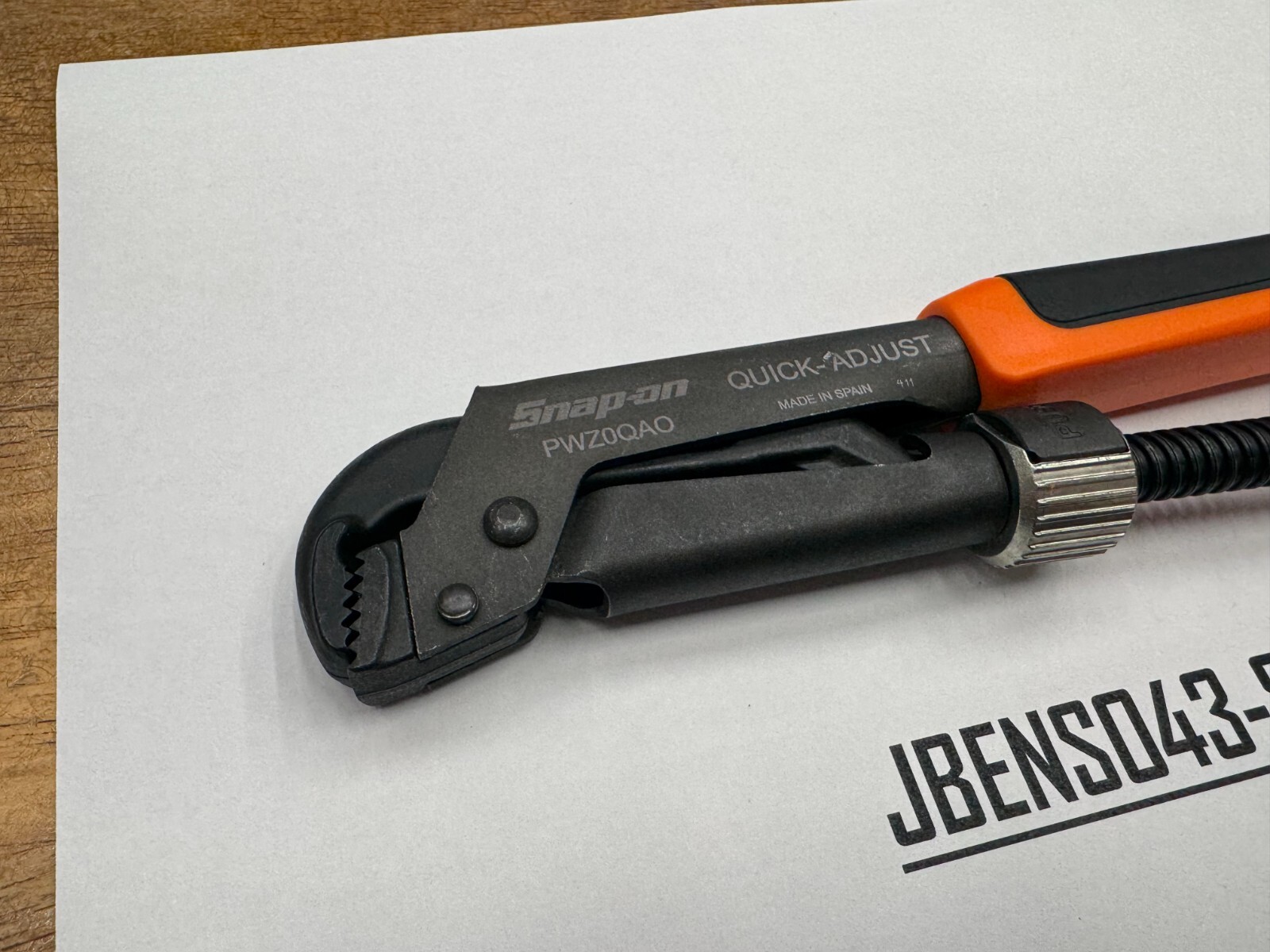 Snap-on Tools NEW ORANGE 8-5/8″ Soft Grip Quick Adjust Pliers Wrench PWZ0QAO