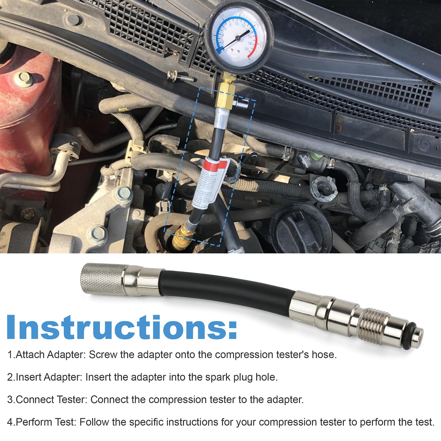 Compression Tester Adapter 14mm Fits Ford Triton 3-Valve 4.6L & 5.4L V8 Engines