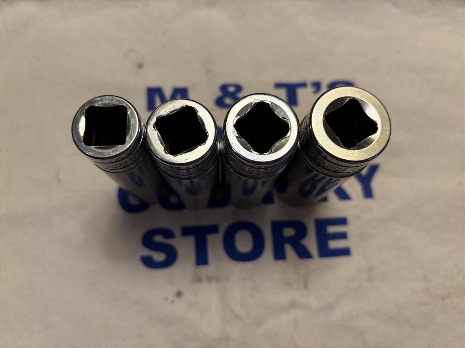 Snap-on Tools USA 1/2″ Drive 4pc 6pt SAE Deep Chrome Socket Set TS201-TS261