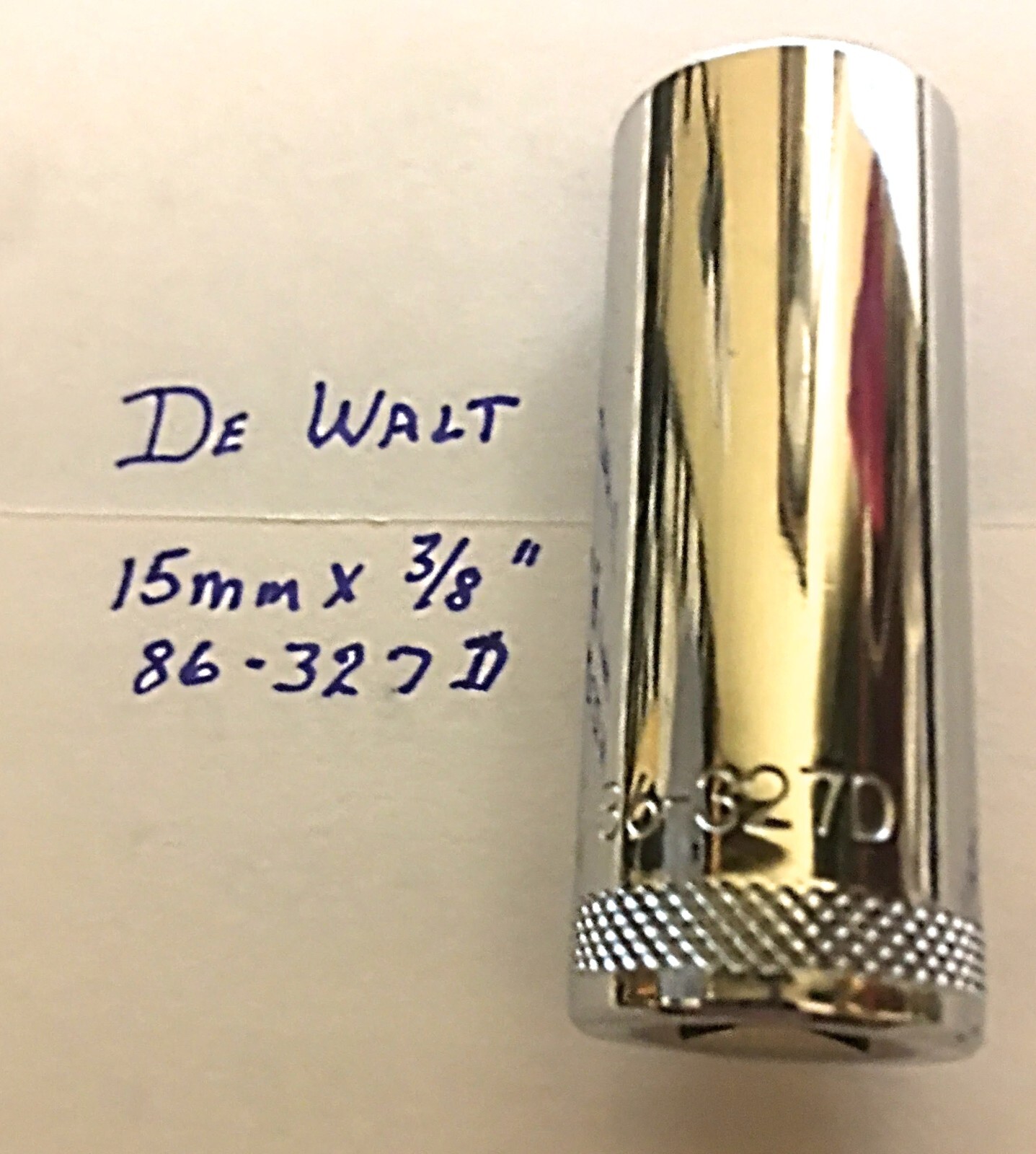 DeWalt 15 mm x 3/8″ Dr Deep Polished Chrome Socket 86-327D 6Pt Free Shipping