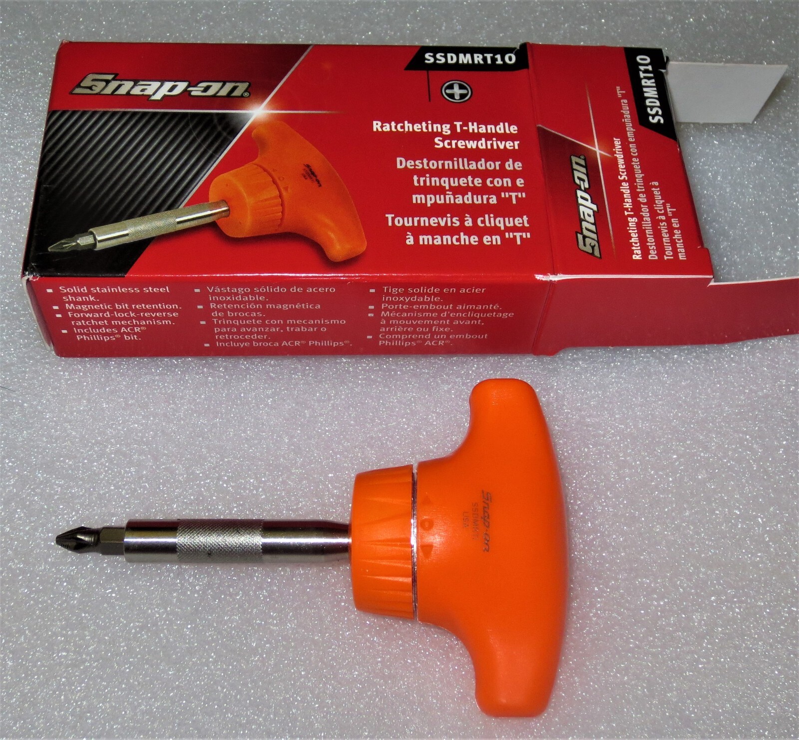 *NEW* Snap-on T-HANDLE Ratcheting Screwdriver, STUBBY ~ SSDMRT1O *ORANGE* NIB!