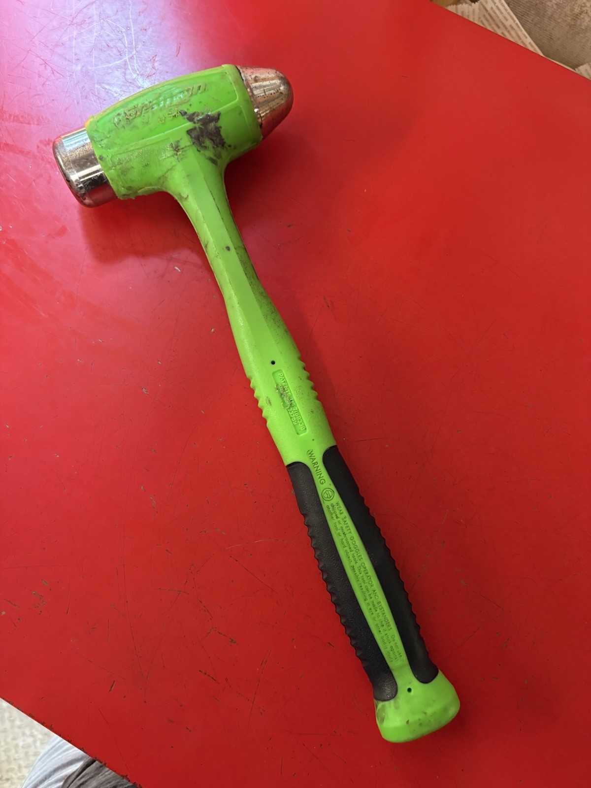 SNAP-ON 40 OZ GREEN SOFT GRIP DEAD BLOW BALL PEEN HAMMER #HBBD40