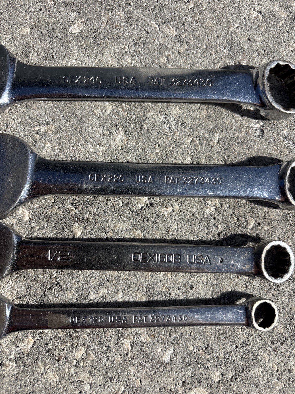 Snap On 4 Pc OEX SERIES Flank Drive Short Combination Wrench Set 3/8 To 3/4