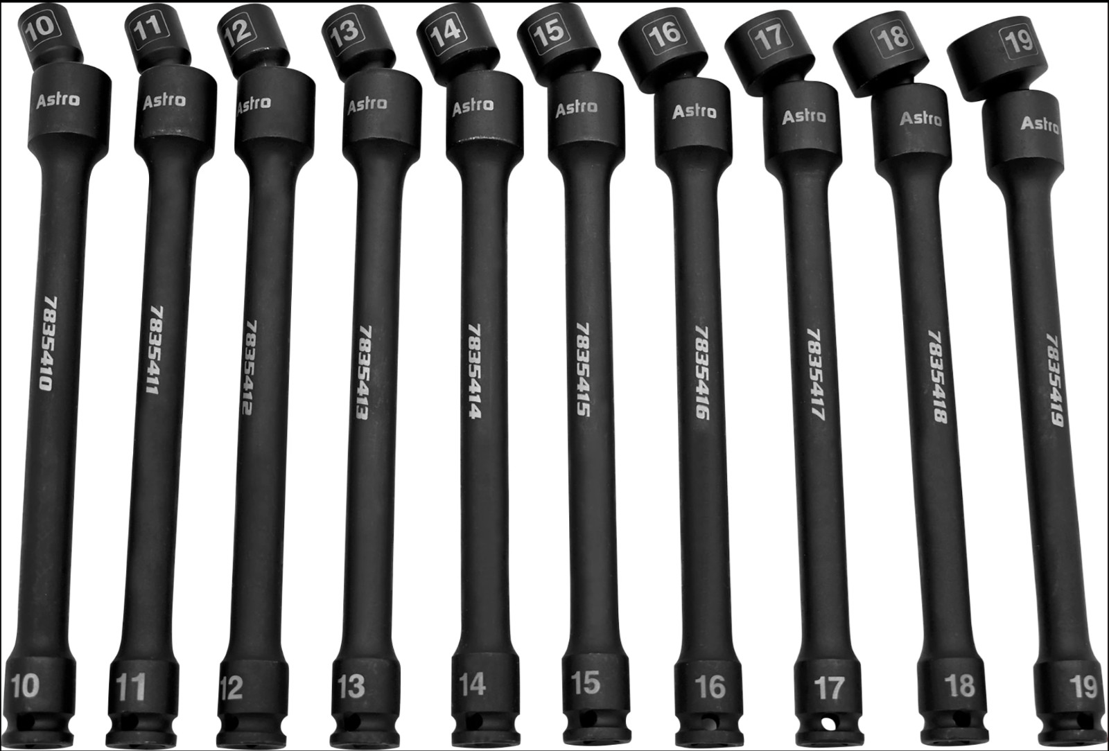 Astro 3/8″ dr Metric 9″ Long Pinless Universal Impact Extension Socket Set 78354