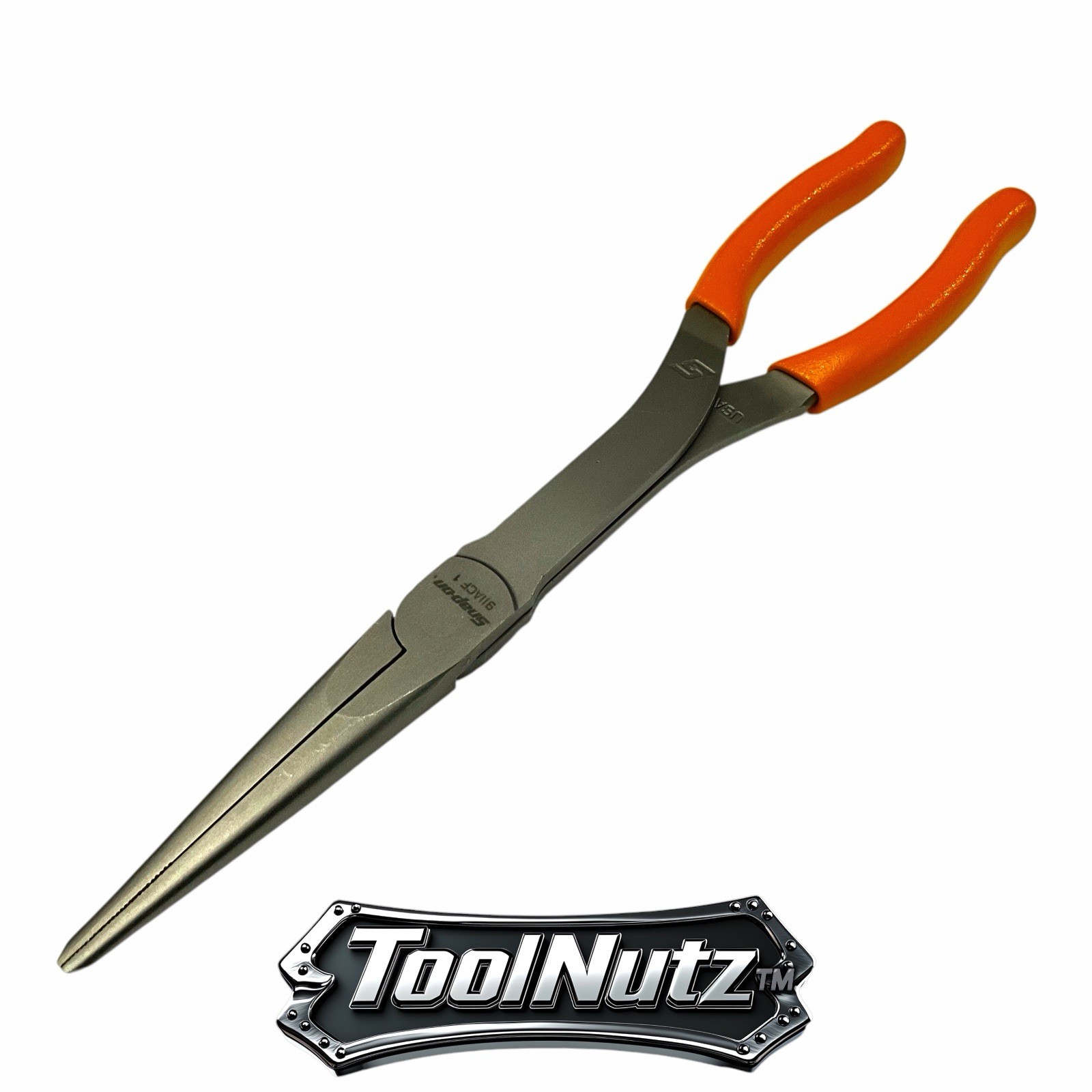 Snap-on Tools NEW 911ACFO 11″in. ORANGE Soft Grip Rounded Jaw Needle Nose Pliers