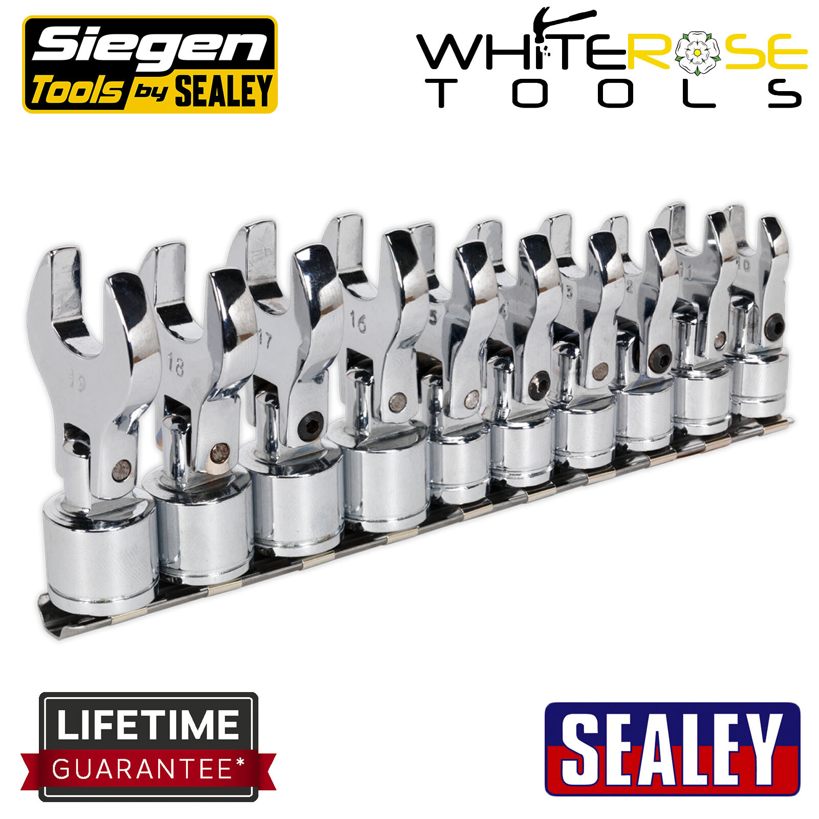 Siegen Crow’s Foot Spanner Set 3/8″ Drive Metric Flexible Open-Ended Crowfoot