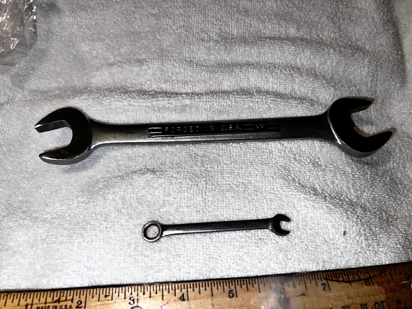 SEARS CRAFTSMAN USA 2 OPEN END WRENCHES 3/4, 7/8 & A SMALLER TYPE= 1/4, 9/32🙏