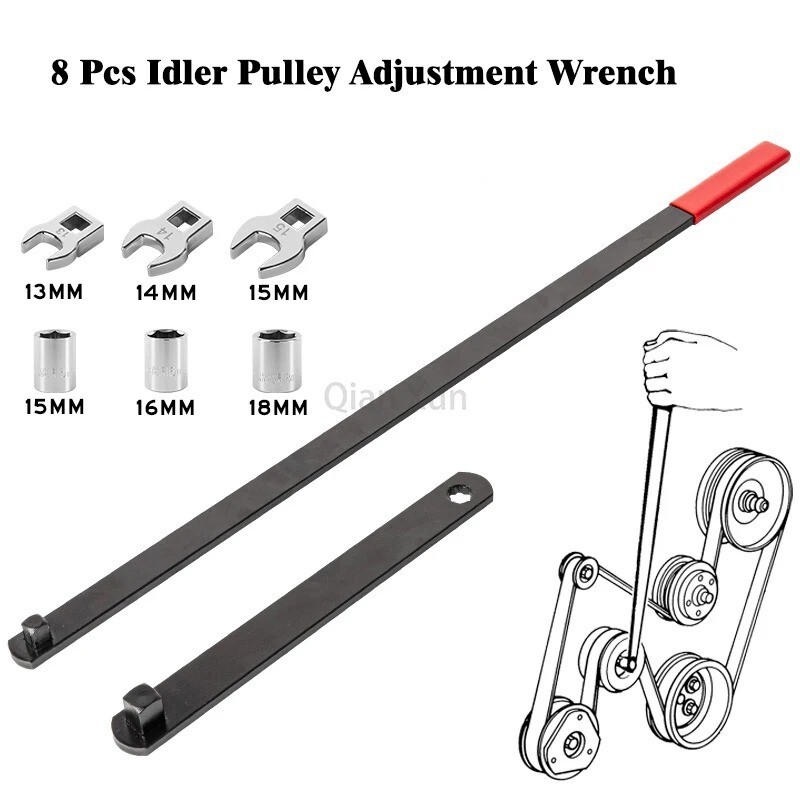 Belt Reel Removal Tool Idler Pulley wrench Belt Tensioner adjuster Lever 8pcs