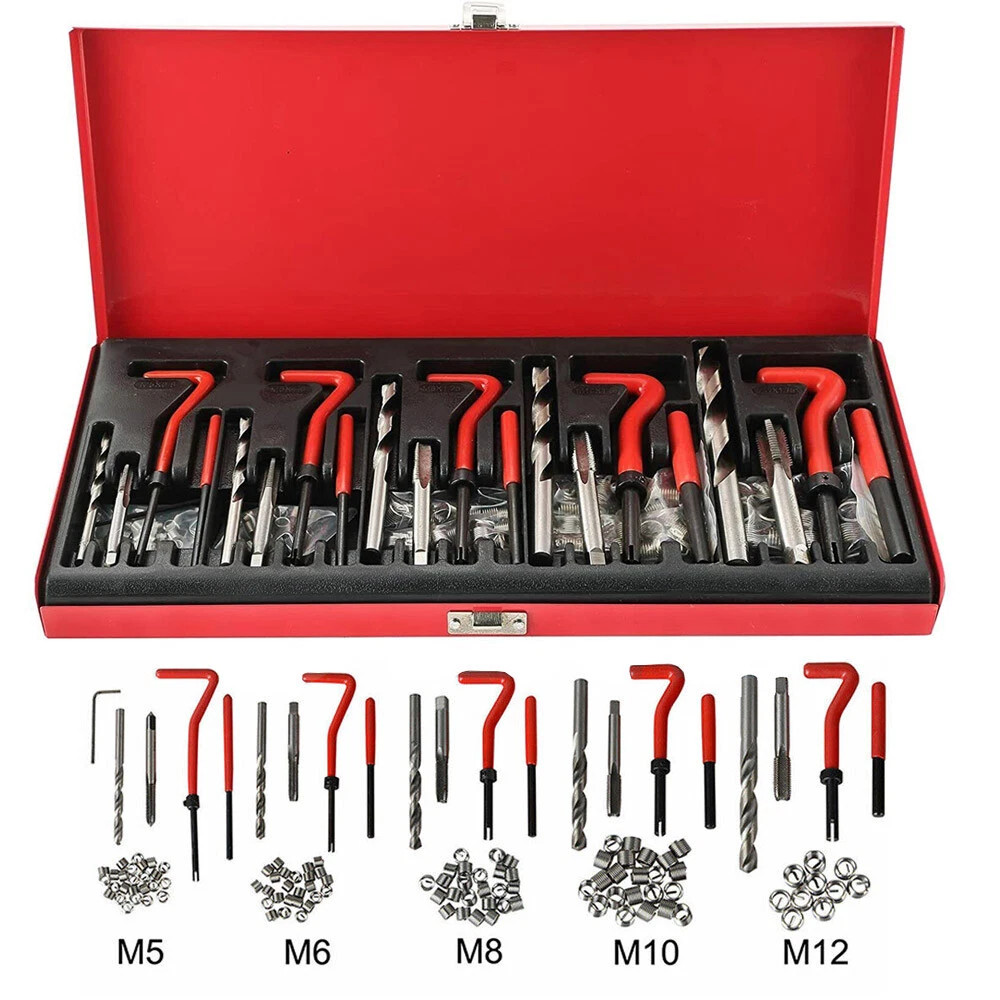 M5 M6 M8 M10 M12 Helicoil Thread Repair 131Pcs Kit & Metric Rethreading Tool Kit
